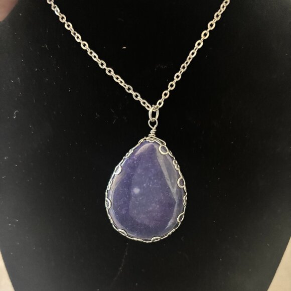Indigo Blue Stone Pendant Necklace - Picture 2 of 4